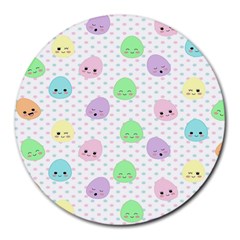 Egg Easter Smile Face Cute Babby Kids Dot Polka Rainbow Round Mousepads