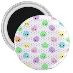 Egg Easter Smile Face Cute Babby Kids Dot Polka Rainbow 3  Magnets by Mariart