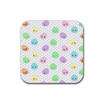 Egg Easter Smile Face Cute Babby Kids Dot Polka Rainbow Rubber Coaster (Square)  Front