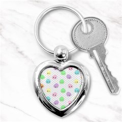 Egg Easter Smile Face Cute Babby Kids Dot Polka Rainbow Key Chains (heart)  by Mariart