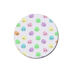 Egg Easter Smile Face Cute Babby Kids Dot Polka Rainbow Rubber Round Coaster (4 Pack)  by Mariart