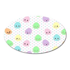 Egg Easter Smile Face Cute Babby Kids Dot Polka Rainbow Oval Magnet by Mariart