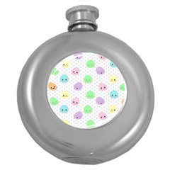 Egg Easter Smile Face Cute Babby Kids Dot Polka Rainbow Round Hip Flask (5 Oz) by Mariart