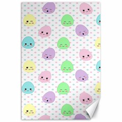 Egg Easter Smile Face Cute Babby Kids Dot Polka Rainbow Canvas 24  X 36  by Mariart