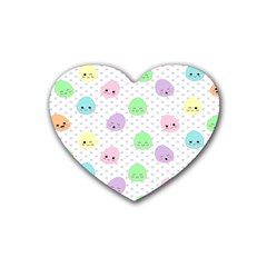 Egg Easter Smile Face Cute Babby Kids Dot Polka Rainbow Heart Coaster (4 Pack) 