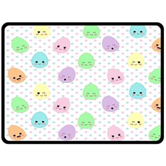 Egg Easter Smile Face Cute Babby Kids Dot Polka Rainbow Fleece Blanket (large)  by Mariart