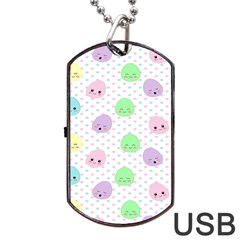 Egg Easter Smile Face Cute Babby Kids Dot Polka Rainbow Dog Tag Usb Flash (two Sides) by Mariart