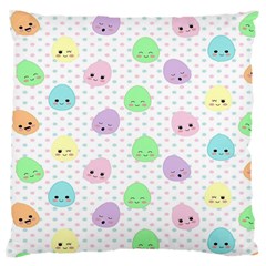 Egg Easter Smile Face Cute Babby Kids Dot Polka Rainbow Large Flano Cushion Case (one Side) by Mariart