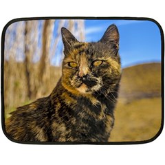 Adult Wild Cat Sitting And Watching Fleece Blanket (mini) by dflcprints