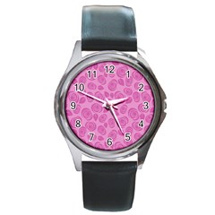 Floral Pattern Round Metal Watch