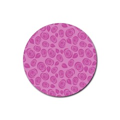 Floral Pattern Rubber Coaster (round)  by Valentinaart