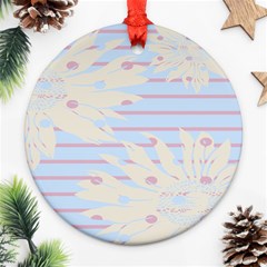 Flower Floral Sunflower Line Horizontal Pink White Blue Ornament (round)