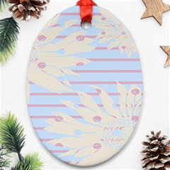 Flower Floral Sunflower Line Horizontal Pink White Blue Ornament (oval)