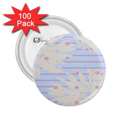 Flower Floral Sunflower Line Horizontal Pink White Blue 2 25  Buttons (100 Pack) 