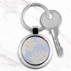 Flower Floral Sunflower Line Horizontal Pink White Blue Key Chains (round)  by Mariart