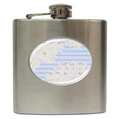 Flower Floral Sunflower Line Horizontal Pink White Blue Hip Flask (6 Oz) by Mariart