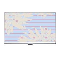 Flower Floral Sunflower Line Horizontal Pink White Blue Business Card Holders by Mariart