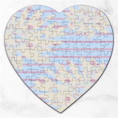 Flower Floral Sunflower Line Horizontal Pink White Blue Jigsaw Puzzle (heart) by Mariart