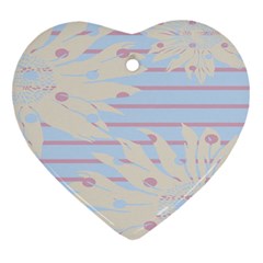 Flower Floral Sunflower Line Horizontal Pink White Blue Heart Ornament (two Sides) by Mariart