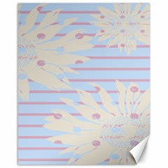 Flower Floral Sunflower Line Horizontal Pink White Blue Canvas 16  X 20   by Mariart