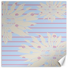 Flower Floral Sunflower Line Horizontal Pink White Blue Canvas 20  X 20   by Mariart