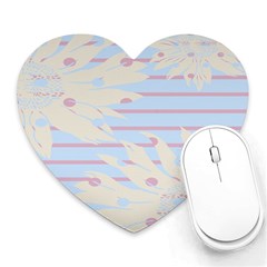 Flower Floral Sunflower Line Horizontal Pink White Blue Heart Mousepads by Mariart