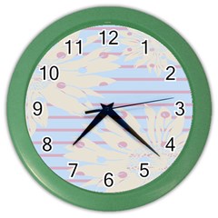 Flower Floral Sunflower Line Horizontal Pink White Blue Color Wall Clocks by Mariart