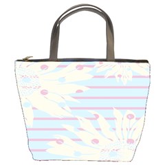 Flower Floral Sunflower Line Horizontal Pink White Blue Bucket Bags by Mariart