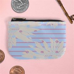 Flower Floral Sunflower Line Horizontal Pink White Blue Mini Coin Purses by Mariart