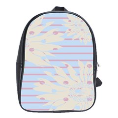 Flower Floral Sunflower Line Horizontal Pink White Blue School Bags(large)  by Mariart