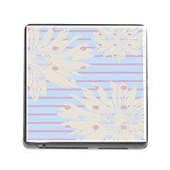 Flower Floral Sunflower Line Horizontal Pink White Blue Memory Card Reader (square) by Mariart