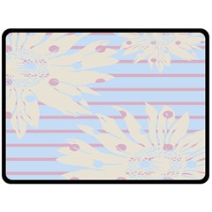 Flower Floral Sunflower Line Horizontal Pink White Blue Fleece Blanket (large)  by Mariart