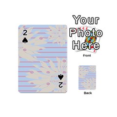 Flower Floral Sunflower Line Horizontal Pink White Blue Playing Cards 54 (mini)  by Mariart