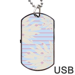 Flower Floral Sunflower Line Horizontal Pink White Blue Dog Tag Usb Flash (one Side) by Mariart