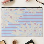 Flower Floral Sunflower Line Horizontal Pink White Blue Cosmetic Bag (XXXL)  Back