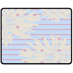 Flower Floral Sunflower Line Horizontal Pink White Blue Double Sided Fleece Blanket (medium)  by Mariart