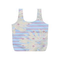 Flower Floral Sunflower Line Horizontal Pink White Blue Full Print Recycle Bags (s)  by Mariart