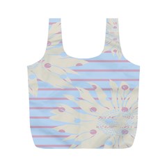 Flower Floral Sunflower Line Horizontal Pink White Blue Full Print Recycle Bags (m)  by Mariart