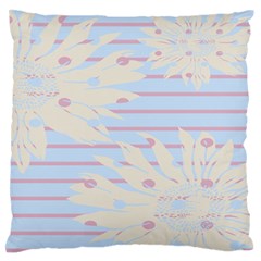 Flower Floral Sunflower Line Horizontal Pink White Blue Large Flano Cushion Case (one Side) by Mariart