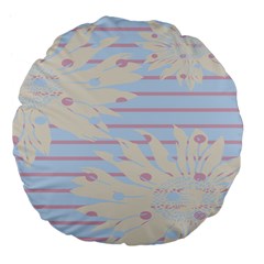 Flower Floral Sunflower Line Horizontal Pink White Blue Large 18  Premium Flano Round Cushions by Mariart