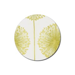 Flower Floral Yellow Rubber Coaster (Round) 