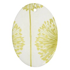 Flower Floral Yellow Oval Ornament (Two Sides)