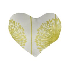 Flower Floral Yellow Standard 16  Premium Flano Heart Shape Cushions