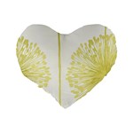 Flower Floral Yellow Standard 16  Premium Flano Heart Shape Cushions Back