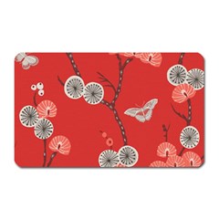 Dandelions Red Butterfly Flower Floral Magnet (rectangular)