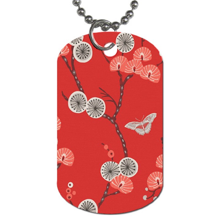 Dandelions Red Butterfly Flower Floral Dog Tag (One Side)