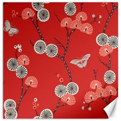 Dandelions Red Butterfly Flower Floral Canvas 16  X 16   by Mariart