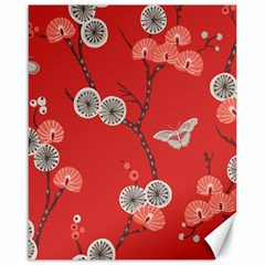 Dandelions Red Butterfly Flower Floral Canvas 16  X 20   by Mariart