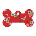 Dandelions Red Butterfly Flower Floral Dog Tag Bone (One Side) Front