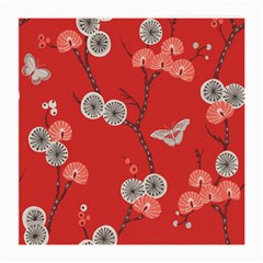 Dandelions Red Butterfly Flower Floral Medium Glasses Cloth by Mariart